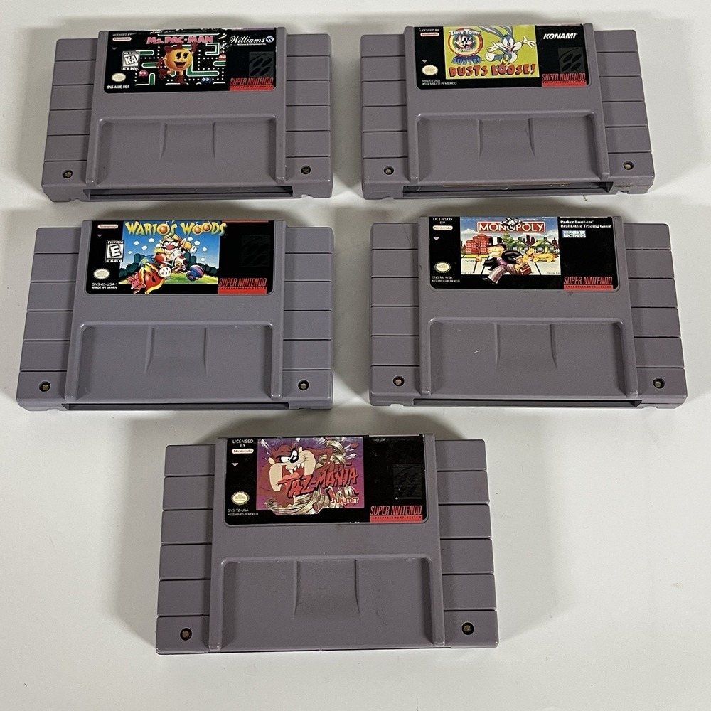 Nintendo SNES AUTHENTIC Game LOT: 5 Cartridges